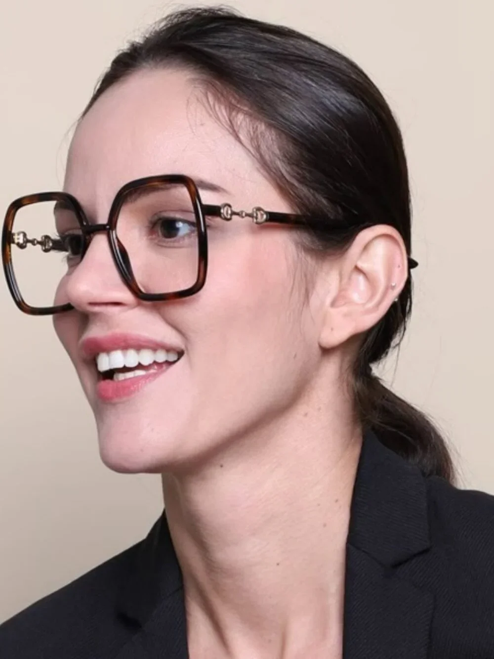 Gucci Women Eyeglasses Havana Square Oversized GG0890O 002 NEW AUTHENTIC